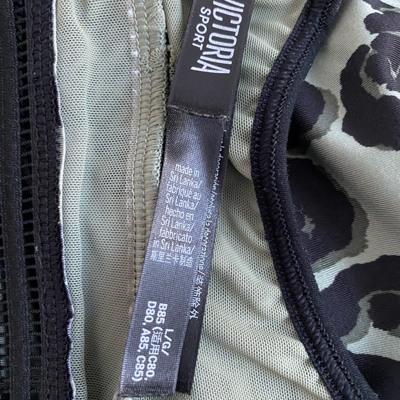 VICTORIA’S SECRET Black Green Cheetah Low Impac Sport Bra Yoga Workout Sz L - Picture 10 of 12